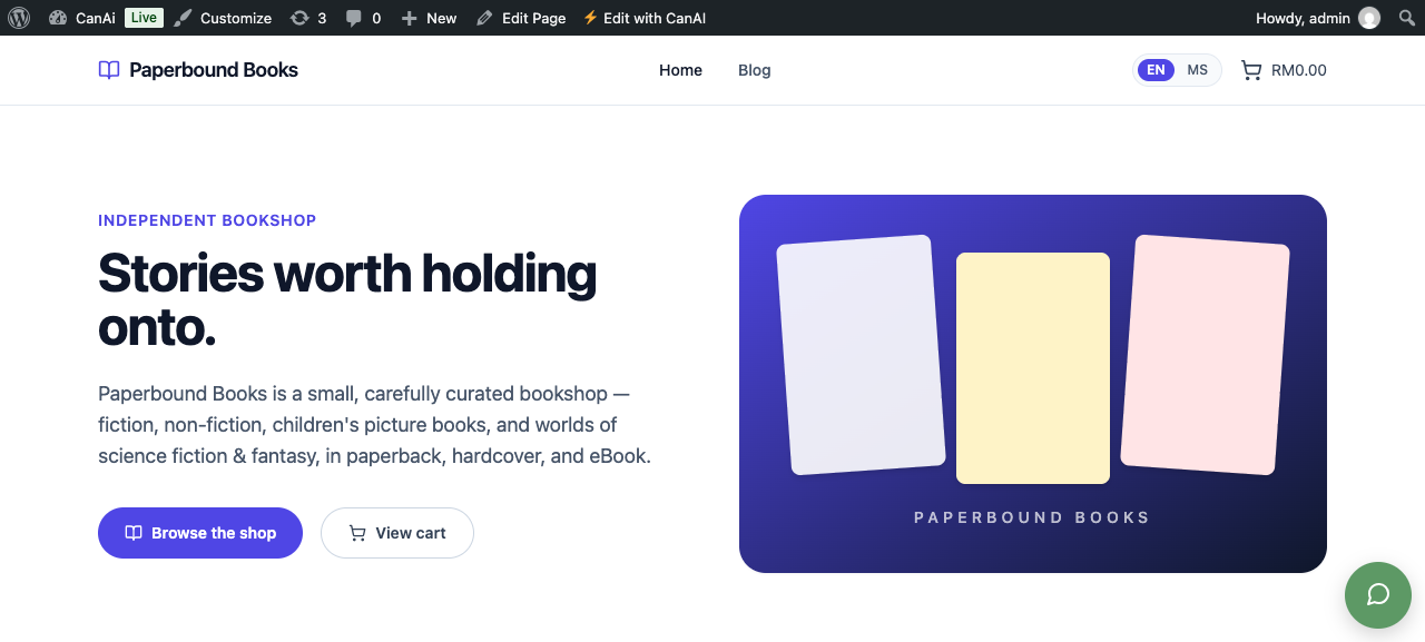 Example CanAI frontend page